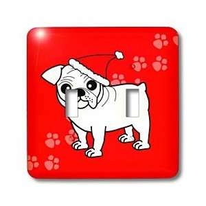 Janna Salak Designs Dogs   Cute Bulldog White Coat   Cartoon Dog   Red 