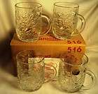 Princess House Crystal Fantasia Handled Mugs Cups #516 Set of 4 NEW IN 