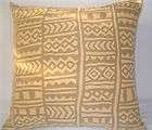 set of 4 African pillows, gold taupe, mud cloth design, 18 x 18 inches