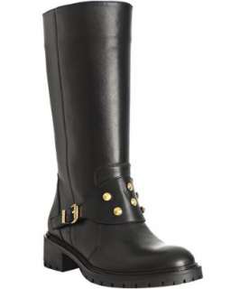 Fendi black leather studded detail lugg boots  