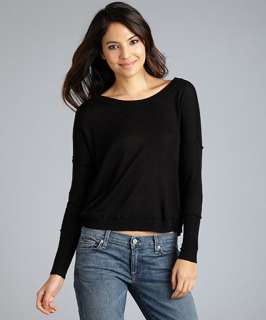 Cris black cashmere blend exposed seam cropped sweater