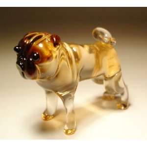 Blown Glass Art Animal Figurine Dog PUG: Home & Kitchen