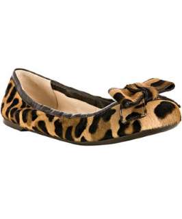 Prada sand leopard calf hair bow flats  
