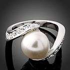 Sz 9 Lady Party Ball Jewelry Swarovski Crystal Pearl Engagement W Gold 