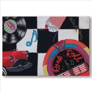  Accent Rock N Roll Black / Red Novelty Rug Size: 19 x 2 