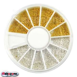 2000 Silver/Gold Steel Ball Bead Wheel Nail Art UV Acrylic Tips  