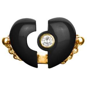   Azar Magnetic Vemeil Black Lucky Hearts Ring, Size 8 Petra Azar