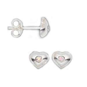 Heart Earrings Adults or Childrens Stud Post Sterling Silver with AB 