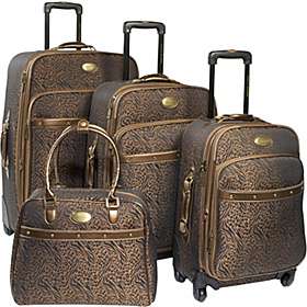 Adrienne Vittadini Leopard Jacquard 4 Piece Luggage Set   eBags