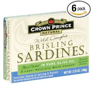 Crown Prince Sardines Brisling in Pure Olive Oil, 3.7500 ounces (Pack 