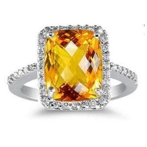   White Gold, Citrine & Diamond Birthstone Ring SeaofDiamonds Jewelry