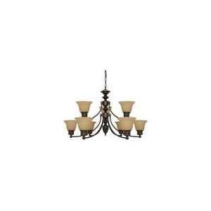   32 Chandelier W/ Champagne Linen Washed Glass   Home Improvement