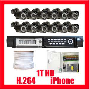 16 Ch DVR 12 Surveillance Weather Proof Outdoor Camera System Package 