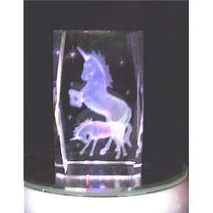  Unicorn Mother and Baby Laser Crystal Cube