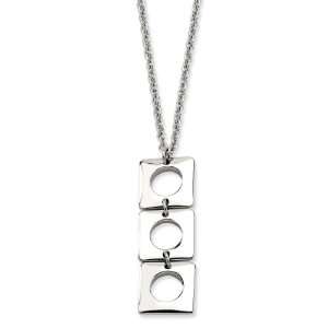   Stainless Steel Polished Squares 20 with 2 Inch Extension Necklace