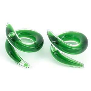   0g 00g Twister GREEN Transliquid Glass Jewelry   Price Per 2  10mm~00g