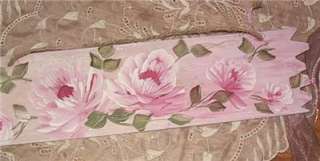 CUSTOM PAINTED DESIGNED ROSES SHABBY FRENCH PINK PLAQUE SIGN CHIC 