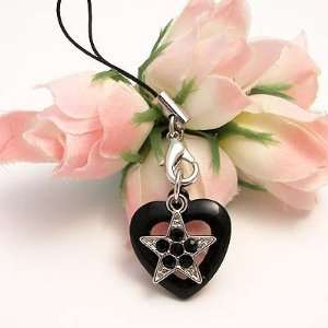   Heart & Star Cell Phone Charm Cubic Stone: Cell Phones & Accessories