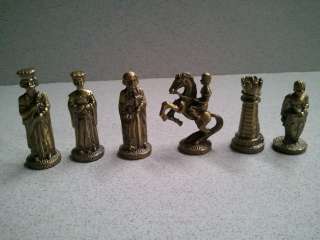 PEWTER KINGS COURT Chess Set STURDY PEWTER PIECES with board and box 