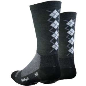 DeFeet AirEator 5in High Top Argyle Coolmax Graphite Cycling/Running 