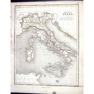   Antique Map 1855 Ancient Italt Sardinia Corsica Sicily