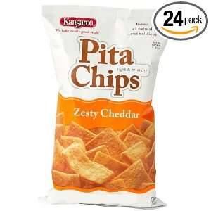 Kangaroo Zesty Cheddar Pita Chips, 2 Ounce (Pack of 24)  