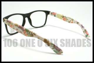Colorful FLOWER Design 80s Retro Nerd Optical Eyeglass Frame Clear 