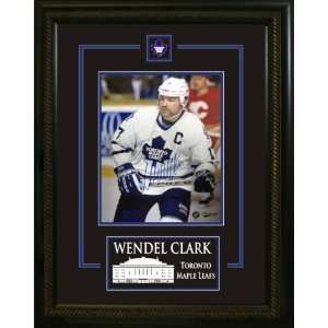 Wendel Clark Signed 8 x 10 Etched Mat Maple Leafs Dark Action 