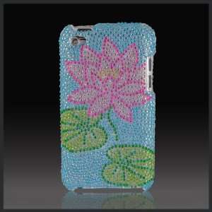  Lotus Flower on Blue Cristalina crystal bling case cover 