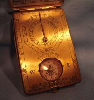   Boxed Brass Sun Watch Sunwatch W Compass & Sundial   