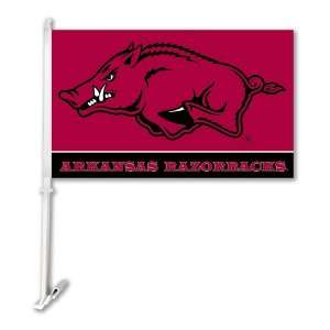 NCAA Arkansas Razorbacks Car Flag With Wall Bracket:  