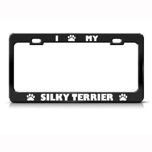 Silky Terrier Dog Dogs Black Metal license plate frame Tag Holder