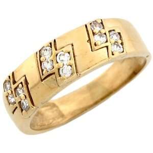  14k Yellow Gold Unique Mens Round Cut CZ Ring Jewelry