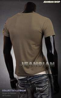 3mu Designer Mens T Shirts Top Tee V Neck Muscle Slim Fit Lycra XS S M 