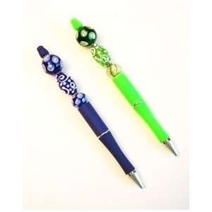   Art Glass Ball Point Pens   Set of 2 Blue & Green
