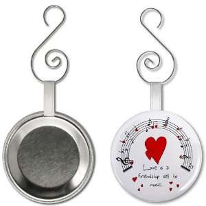  LOVE MUSIC Valentines Day 2.25 inch Button Style Hanging 