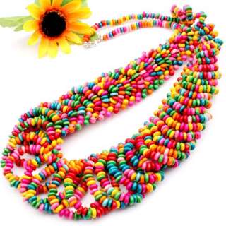   Mixed Wooden Wave Shape Abacus Beads Necklace Adjustable 1pcs NEW