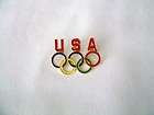 USA OLYMPIC RINGS TIE TAC LAPEL PIN METAL