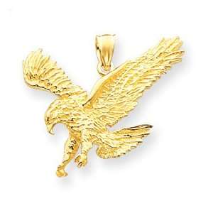  14k Gold Textured Eagle Landing Pendant Jewelry
