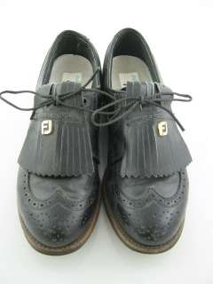 FOOTJOY Black Leather Fringe Lace Up Golf Shoes Sz 7  