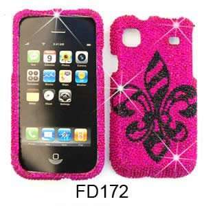CELL PHONE CASE COVER FOR SAMSUNG VIBRANT T959 RHINESTONES BLACK ROYAL 