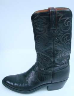 Lucchese Motorcycle Cowboy Boots Leather Mens Size 11D Lucchese Black 