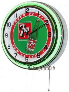 18 7UP Seven Up Double Neon Retro Wall Clock Metal  