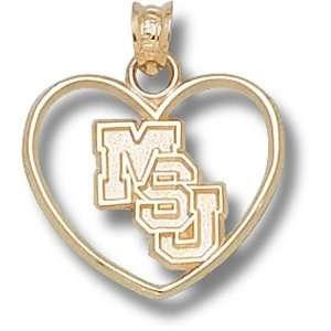 Mississippi State University MSU Diagonal Heart Pendant (Gold Plated 