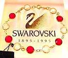 VINTAGE SWAROVSKI SWAN SIGNED RED/CLEAR CRYSTAL BEZEL LINK BRACELET 