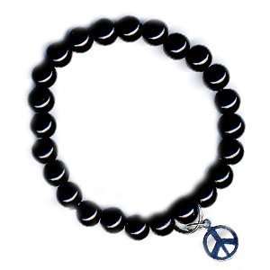  Art of Luck Onyx Peace Success Bracelet with Peace Sign 