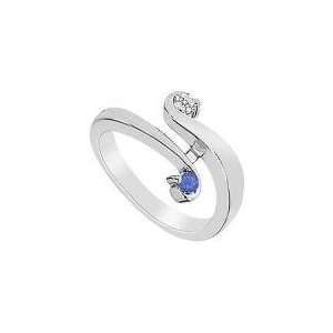  Blue Sapphire and Diamond Ring  14K White Gold   0.20 CT 