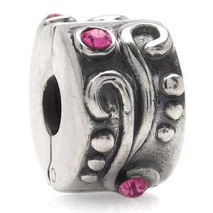 rose pink crystal sterling silver charms bead lock bk0057165