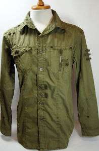 MENS MILITARY STYLE CASUAL SHIRT (7 COLORS) #8004 M 3XL  