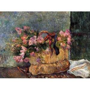   , painting name: Basket of Flowers, By Gauguin Paul Home & Kitchen